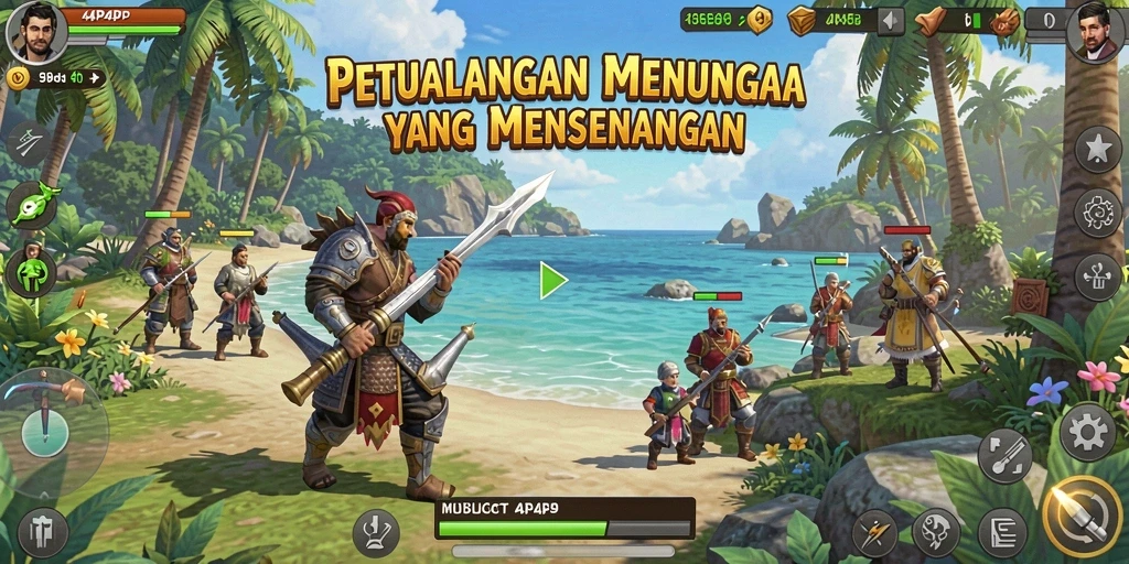 Tangkapan layar gameplay <strong>4P4P</strong> memperlihatkan proses pengumpulan sumber daya yang menenangkan.