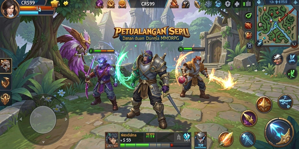Tangkapan layar gameplay seru dari CRS99 dalam petualangan MMORPG.