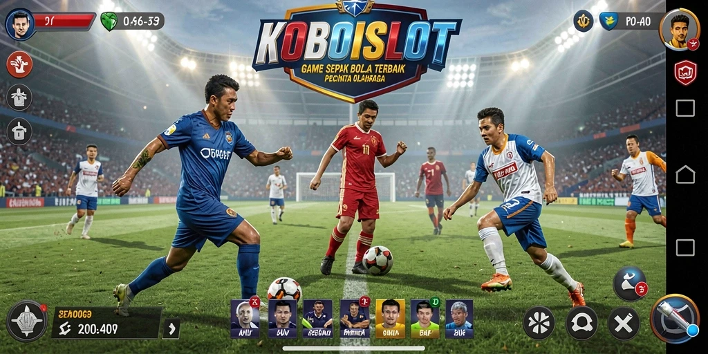 Tampilan gameplay KOBOISLOT yang seru dan mendebarkan dalam laga sepak bola.