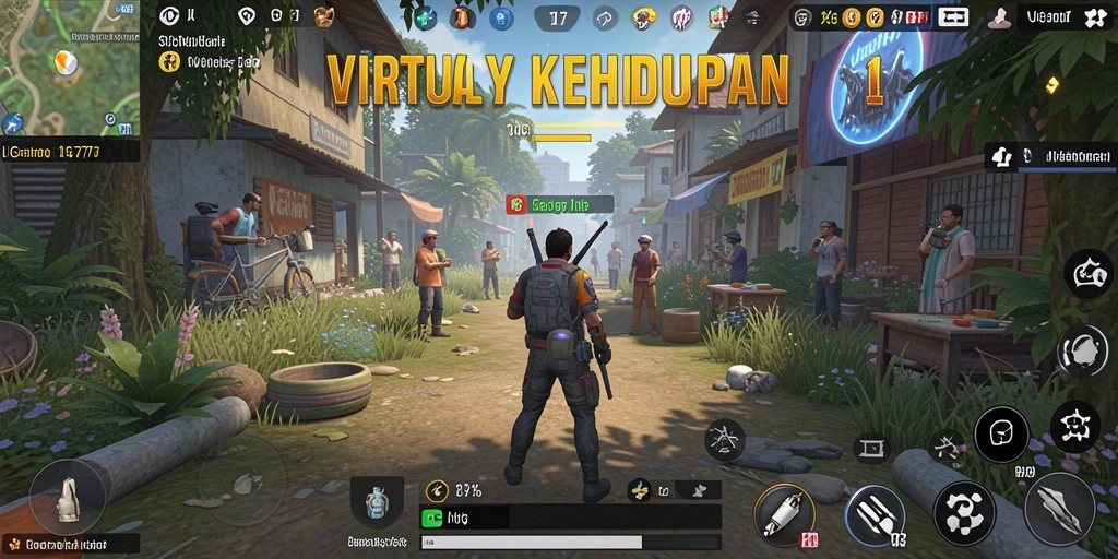 Screenshot gameplay menunjukkan dunia virtual yang hidup dan interaktif.
