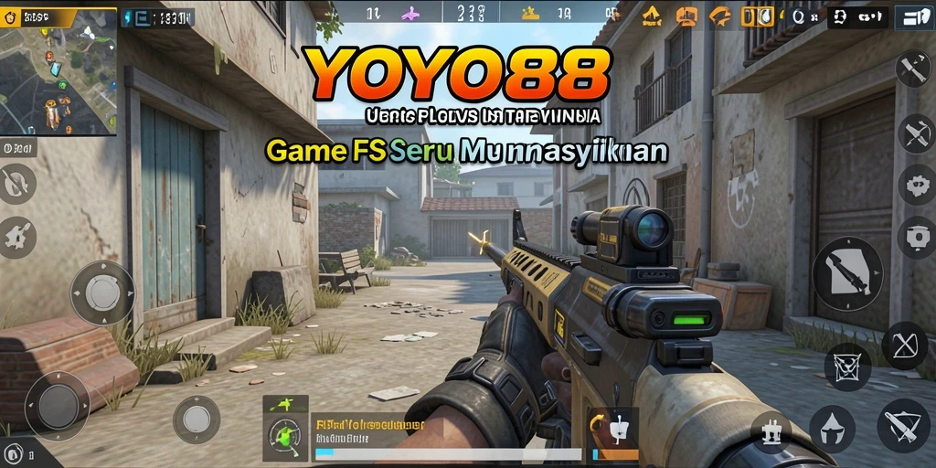 Screenshot utama YOYO88 menampilkan aksi gameplay FPS yang mendebarkan.