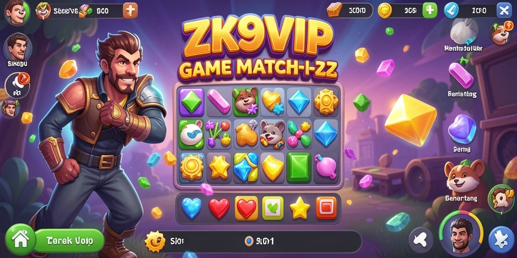 Tampilan gameplay seru ZK9VIP dengan tantangan Match-3.